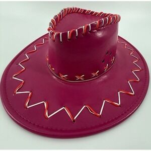 Pink PU Leather Cowboy Hat with Neon‎ Light Up Cowgirl for Costume Music Party